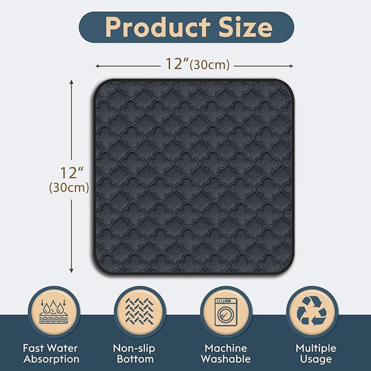 FunFurry Washable Guinea Pig Cage Liner - 4 Pack Reusable Washable Pee Pads,Waterproof Guinea Pig Bedding for Small Animal - Rabbit Bunny Hamster Puppy (Dark Grey, 12" X 12" - 4 Pack)