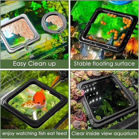 DS. DISTINCTIVE STYLE Fish Feeding Ring 2 Pieces Aquarium and Tank Floating Rings Food Feeders with Suction Cup(Black)