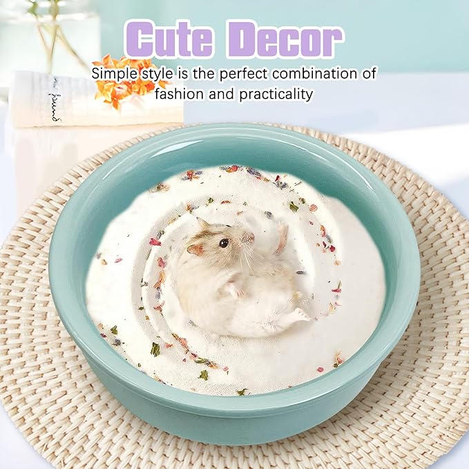 kathson Hamster Sand Bath Box Ceramic Small Animals Shower Bathtub Gerbil Litter Box Mice Bathroom Syrian Hamster Digging Sand Container Cage Accessories for Lemmings (Purple)