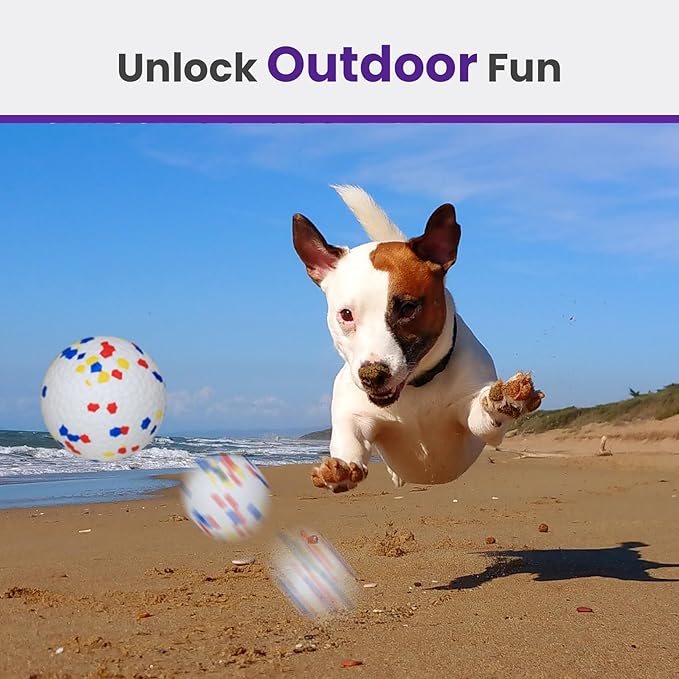 2 Pack Bouncy Dog Balls, 3'' Indestructible Dog Toys for Aggressive Chewers, Outdoor Jolly Tennis Balls for Dogs, Durable Interactive Floating Dog Fetch Toy, Orange White