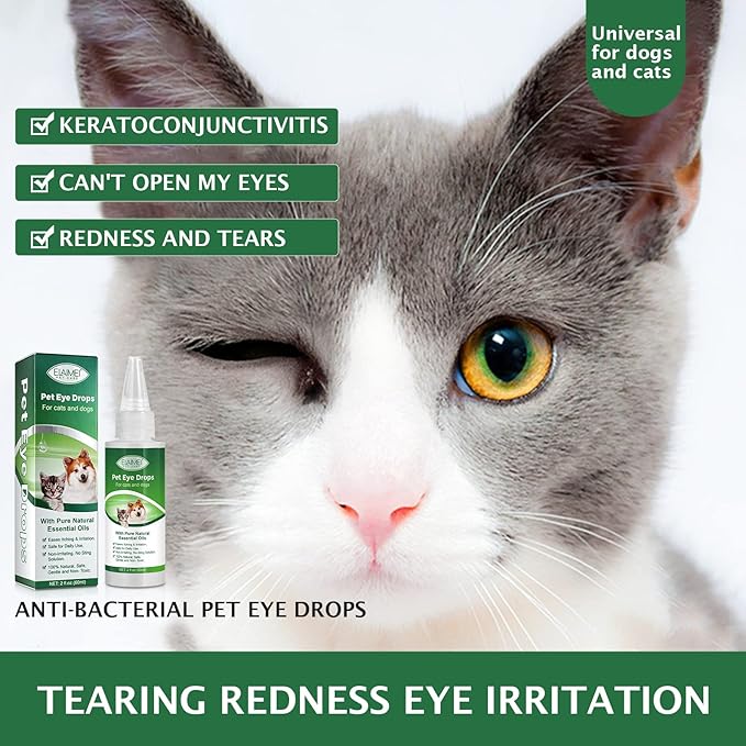 VOSIFSDIY Eye Drops for Dogs, 2PCS Cats and Dogs Eye Drops, Dog Eye Infection Treatment Relieve Eyes Itching & Irritation, Pink Eye & Allergies Symptoms Safe & Gentle Formula
