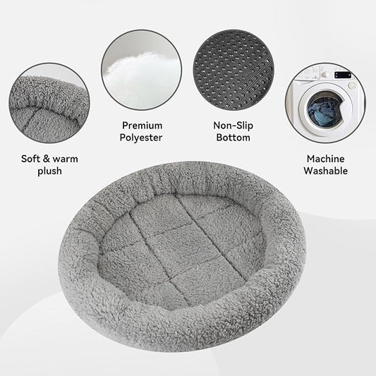 Round Cat Bed Washable Cat Donut Bed with Non-Slip Bottom Comfortable Soft Pet Bed for Indoor Cats/Gray (Diameter: 15.75")