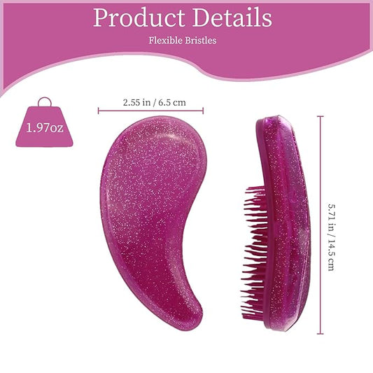 Comma-Shaped Small Dog Brush, Fit for Yorkie, Shih Tzu, Maltese Maltipoo Pomeranian - Gentle Soft Bristles for Effortless Pet Hair Removal, Puppy Essentials (Crystal Rose Red)