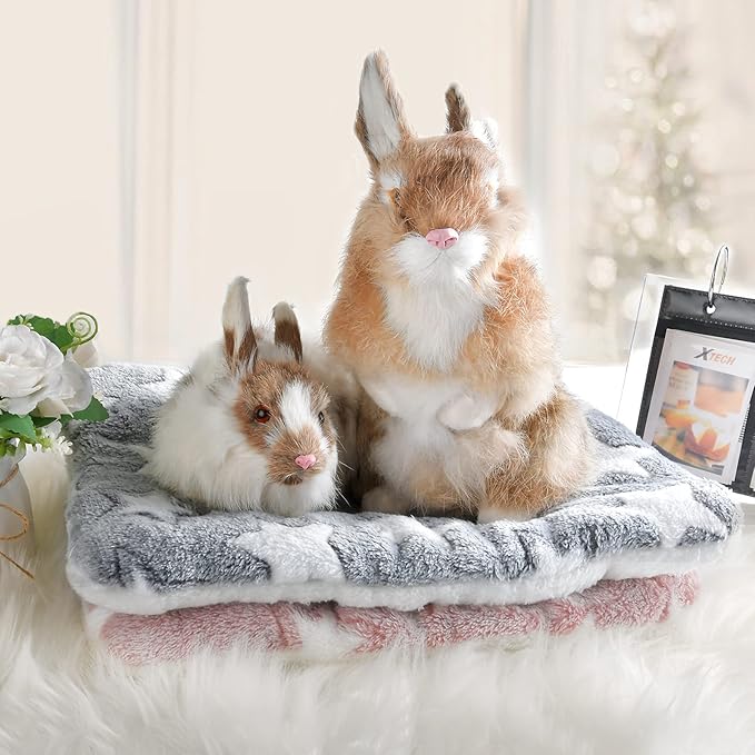 Small Animal Bed Mat, Soft & Warm, Suitable for Guinea Pig, Hamster, Rabbit, Rat and Bearded Dragon (X-Large(13.3''x9.4''), Star Red)