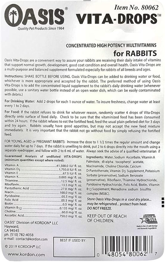 Kordon OASIS #80062 Rabbit Vita Drops, 2-Ounce