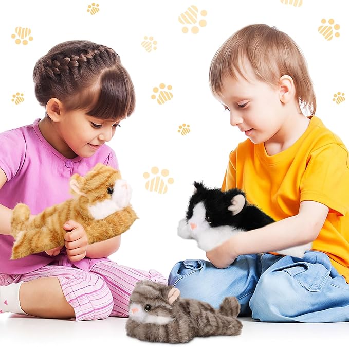 3 Pcs 9 Inch Cat Stuffed Animal Plush Gift Baby Shower Party Favors Cute Kitten Plush Toys Small Cat Stuffed Animal Soft Sleeping Supplies for Boys Girls Toddlers Birthday(Sweet Style)