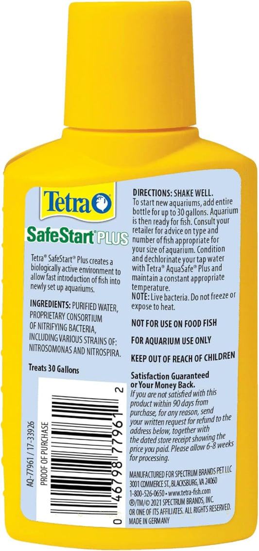 Tetra SafeStart Plus, For Newly Set-Up Fish aquariums, 100 ml, 3.38-Ounce