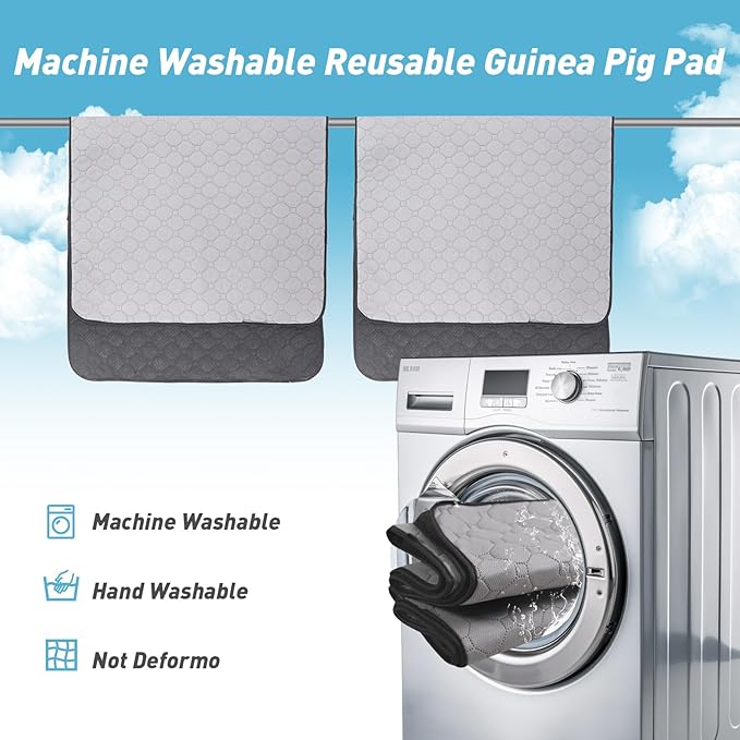Guinea Pig Cage Liners, 36''X72'' Washable Guinea Pig Pee Pads, Non Slip Reusable Super Absorbent Guinea Pig Training Mat Bedding Fleece for Small Animals Hamster Rabbit Chinchilla Rat, 2Pack