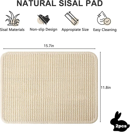 Bunny Scratching Pad for Rabbit: 2pcs Natural Sisal Mats for Small Animal,Claws & Teeth Care for Rabbit,Chew Toys for Grinding or Bedding for Sleeping Indoor
