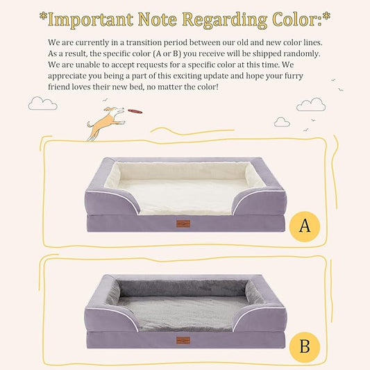 Comfort Expression Orthopedic Dog Bed for Extra Large Dogs 53x42 Inch, Waterproof Supportive Egg Crate Foam XXL Pet Bed with Removable Bolsters, Dog Couch with Washable Cover & Non-Slip Bottom, Purple
