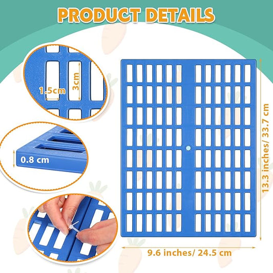 Kigley 12 Pcs Plastic Rabbit Cage Mat, Rabbit Floor Mat Foot Resting Pads for Small Animal Hamster Chinchilla Rat Guinea Pig, Mats Feet Pads for Pet Dogs Cats Bunny, 13.4 x 9.8 x 0.3 Inch, Blue