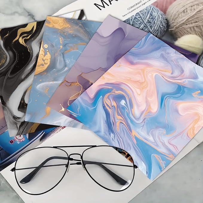 CREATCABIN 6Pcs Marbling Eyeglass Cleaning Cloth Microfiber Cleaning Cloths for Glasses Cleaner Wipes Microfiber Reusable Glass Clean for Phone Lens Laptops Screens 6x6Inch