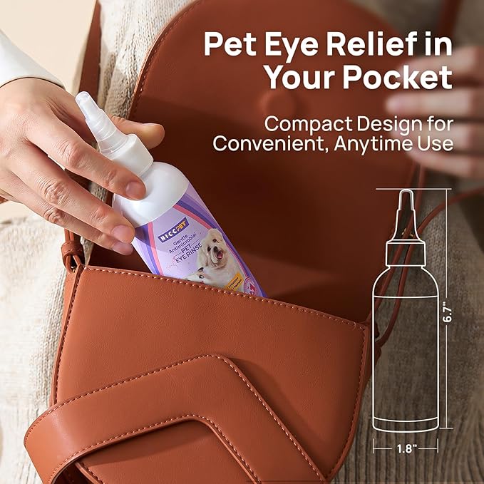 HICC PET Dog Eye Wash, Daily Eye Rinse for Dogs & Cats, Gently Cleans Tear Stains & Debris, Supports Routine Eye Care for Pets (2 x 5.1 fl oz)
