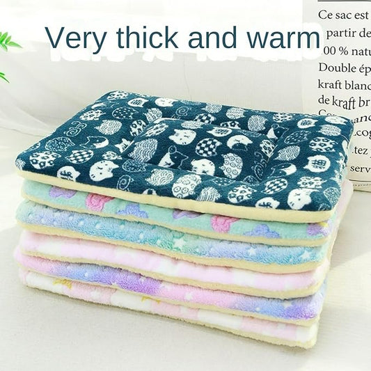 Double Sided Plush Small Animal Bed, Washable Guinea Pig Bunny Bedding, Reversible Flannel Mat for Hamster Ferret Rabbit Cat Dog, Cozy Fleece Cage Liner Pad (Pink Aurora)