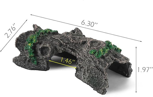 IBWell Aquarium Wood Fish Tank Decorations,Resin Fake Logs Terrarium DÉCor, Reptile Hide Aquarium Hideout for Fish Cave, Small Turtles, to 20 Gallon Tank