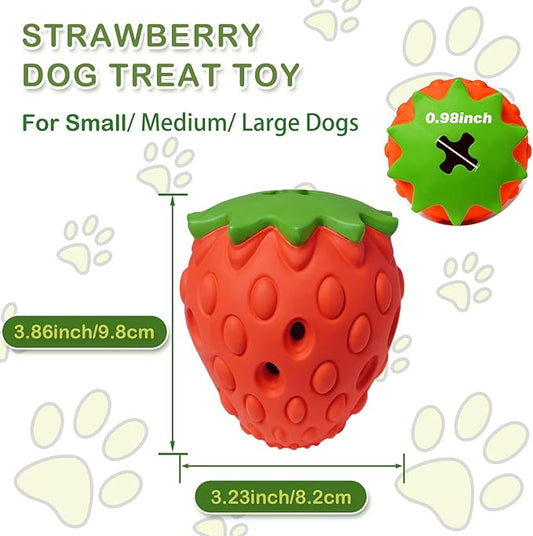 Strawberry Dog Puzzle Toy, Interactive Dog Toys for Small Medium Large Breed, Treat Dispensing Dog Toys, Pet Chew Toys for Moderate Chewers, Dogs Birthday Gifts (Red)