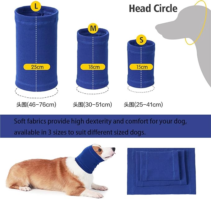 Dog Hematoma Ear Wrap,Pet Ear Head Wrap Anxiety Relief – Noise Canceling for Fireworks, Thunderstorms, Pet Grooming & Force Drying(Grey M)