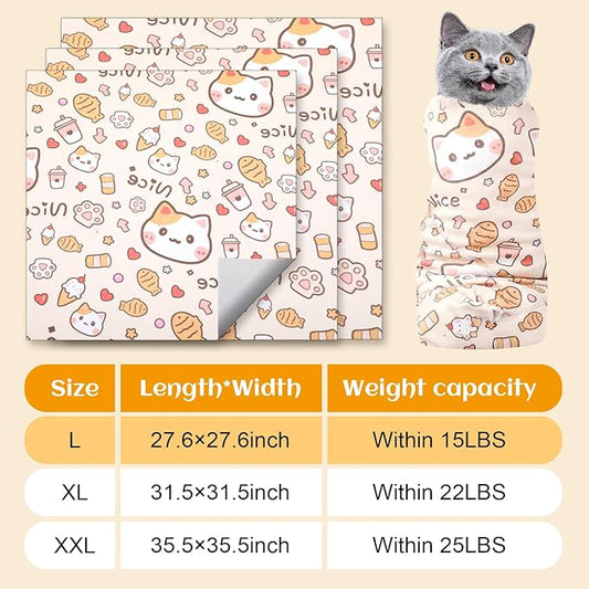 27.6 In Cat Grooming Wrap Self-Adhesive, Cat Wrap for Cutting Nails, Orange Anti-Escape Cat Restraint for Nail Clipping Cat Swaddle Wrap Cat Wrapping Cloth for Pet Cleaning and Beauty (Within 15lbs)