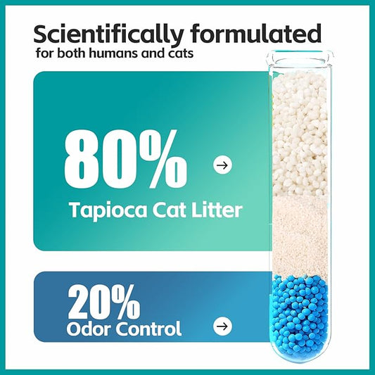 Tapioca Cat Litter, Clumping Low Dust for Automatic Litter Box, Odor Control Natural Plant-Based, 1-Pack