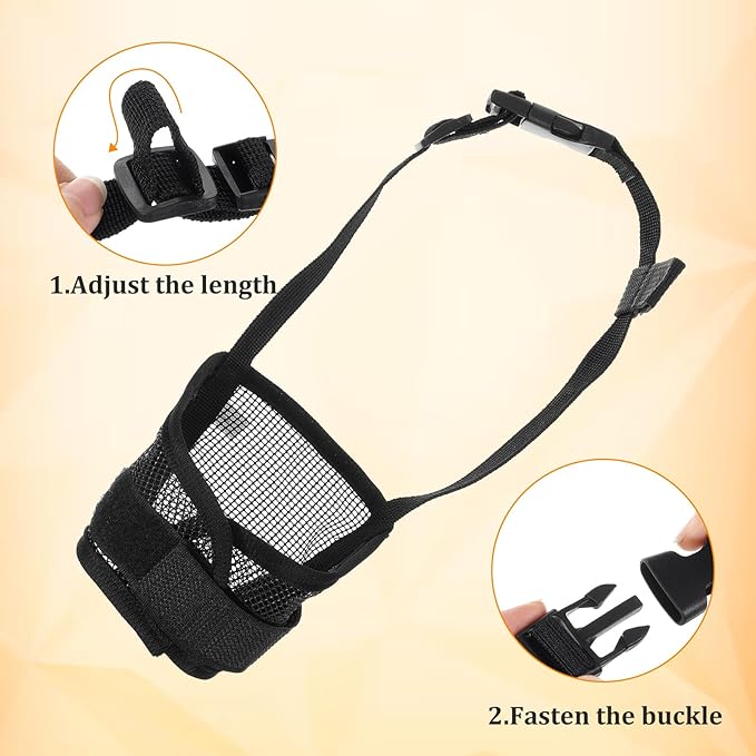 ElevateTech 3Pcs Dog Muzzle Soft Mesh Muzzle for Small Medium Large Dogs Adjustable Strap Breathable Dog Mouth Guard Anti Biting Barking Chewing Suitable Pets Walking Camping 3 Sizes (Black S M L)