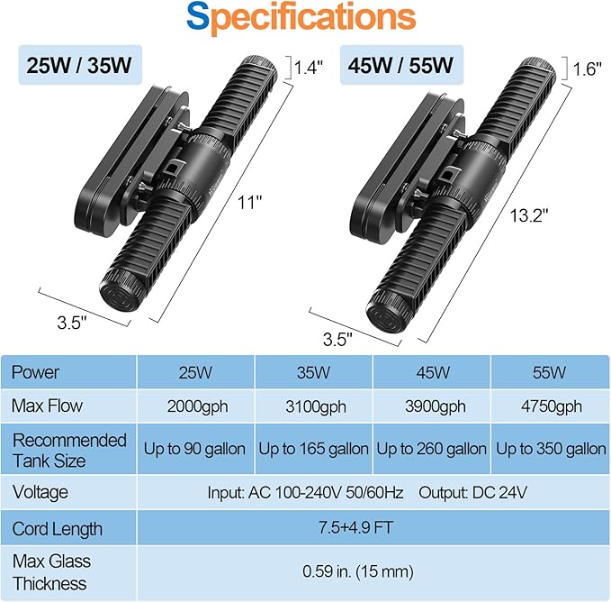 hygger Aquarium Crossflow Wave Maker, Adjustable Direction & Flow Gyre Wavemaker 5 Wave Modes & Tidal Mode Magnetic Powerhead Circulation Pump with Controller For Saltwater Coral Reef Tank 3100GPH
