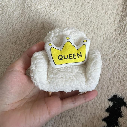 Hamster Mini Cotton Sofa Chair, Small Animal Blue Red Bed Cozy with Pillow, Cage Decor Photo Toys, Relax Habitat House Accessories, Sleep Pad Rest Nest for Hamster, Mice, Rat. (White Sofa)