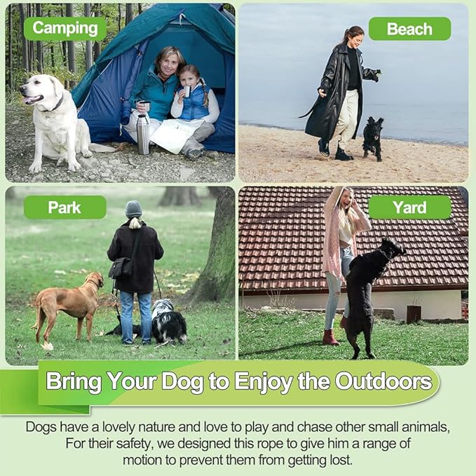 Tie Out Cable for Dogs,10/20/30/50/100FT Dog Leads for Yard Chew Proof,Heavy Duty Tie Out Cable for Large Dogs Up to 125lbs,Dog Runner Tether (Green, 125Ibs 20ft)
