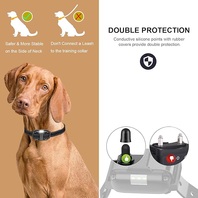 Dog Training Collar with Remote, 3300ft Remote Dog Shock Collar, IPX7 Waterproof Rechargeable E-Collar, 4 Training Modes (Night LED Light,Beep, Vibration, Shock) for Small Medium Large Dogs