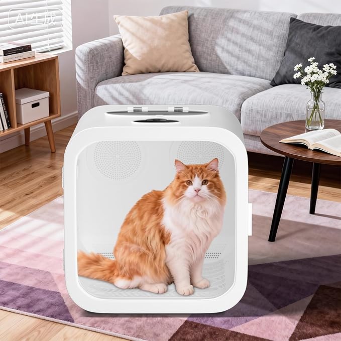 68L Automatic Pet Dryer Box for Cats & Small Dogs – Ultra Quiet, Smart Temp Control, 360° Dual Airflow, Fast & Safe Drying,Care Window, Negative Ion Care for Home Grooming