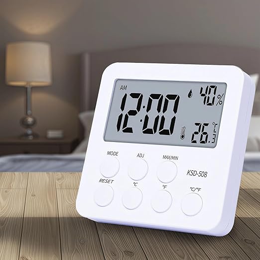 Generic for Terrarium Clock Alarm Function, Reptile Digital Hygrometer Thermometer, Large LCD Display, Temperature Humidity Monitor, Reptile Tank Gauge for Lizard Snake Habitat, 3.5X3.5X1.1 in