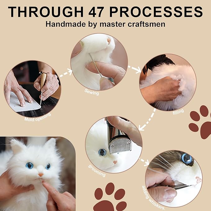 Chongker Stuffed Animals Handmade Realistic Cat Plush Toy for Elderly Adults Women Kids Cat Pet Lover Surprise Gifts