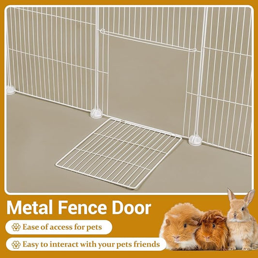 VISCOO 20 Panels Guinea Pig Cages, 48" x 24" x 16" DIY Small Animal Playpen with Transparent Top & Waterproof Mat, Enclosed Rabbit Cage for Bunny, Guinea Pigs, Hamsters, Metal Wire Yard Fence