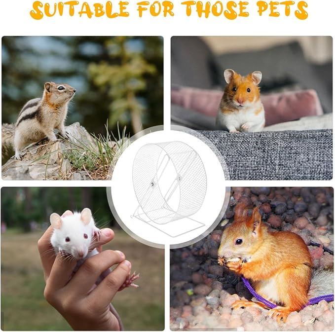 10.24 Inch Silent Hamster Running Wheel with Rack Exercise Toy for Hedgehogs Squirrels and Small Pets Indoor Quiet Fitness Wheel