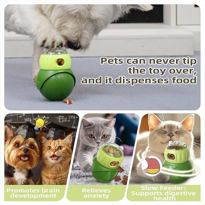 KADTC Wobble Treat Dispenser Ball for Indoor Cat & Mini Dog Enrichment Toy Interactive Slow Feeder, Kitten Stimulating Puzzle Toys