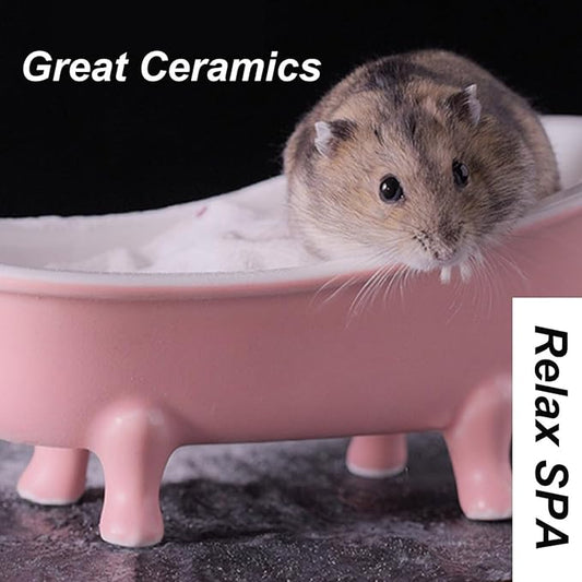 Summer Hamster Ceramic Bed Bathtub, Small Animal Ice Accessories Cage Hideout Toys,Bird Relax Habitat House, Sleep Pad Nest or Hamster, Food Bowl for Guinea Pigs/Squirrel/Chinchilla