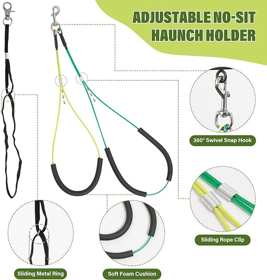 Dog Grooming Arm with Pet Grooming Hammock, getlstub 35" Pet Grooming Table Arm with Adjustable No Sit Haunch Holders, Dog Grooming Stand with Loop Noose for Small and Medium Pets