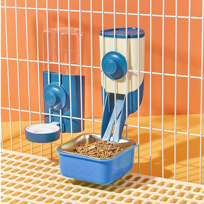 Pet Hanging Bowl for Crates, 2 in 1 Small Dog Puppy Bowl Removable Stainless Rabbit Cat Feeder Food Water Bowls for Puppy Cat Bird Rabbit Hamster Guinea Pig Ferret Small Animals