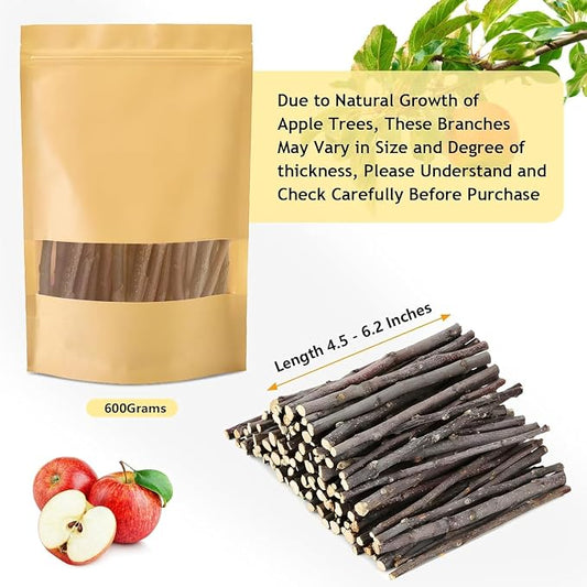2000g Organic Apple Sticks Small Animals Molar Wood Treats Toys for Chinchillas Guinea Pig Rabbits Hamster Gerbil Parrot Bunny Chew Stick Toys, 70.6 OZ