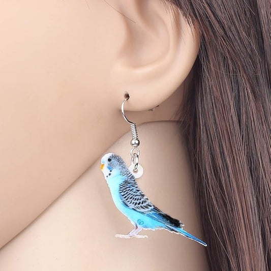 NEWEI Acrylic Cockatiel Gifts Cute Parrot Earrings Dangle for Women Bird Lovers Jewelry Ornament Charms