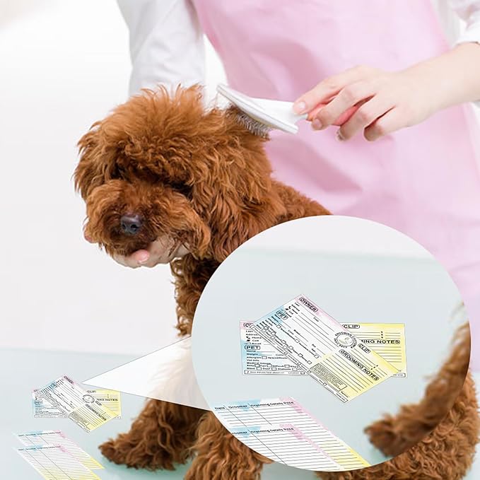 Cat Pet Dog Grooming Cards 8x5 inch Groomer Client Profile Service Record Clip Card Business Data Client Page Cards for Professional Pet Groomers, Kennel Care 50 Pack (Yellow)