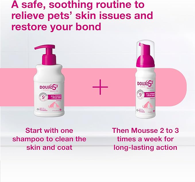 Douxo S3 Calm Shampoo, Contains 0.75% Ophytrium, Soothing, For Itchy, Irritated or Allergic Skin, For Dogs and Cats, 16.9 fl. oz. (500mL)