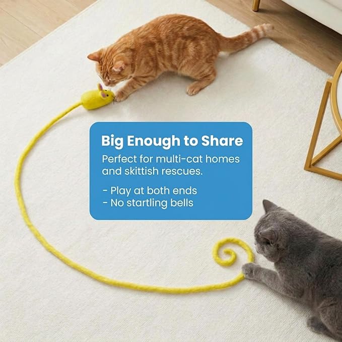 Glaciart One Felt Mouse Cat Toy β Soft Fuzzy Enrichment 100% Natural Wool - Interactive Catnip Play Cat Toy Set - Safe for Pets, Non-AZO Colored Dyes - 100β Long