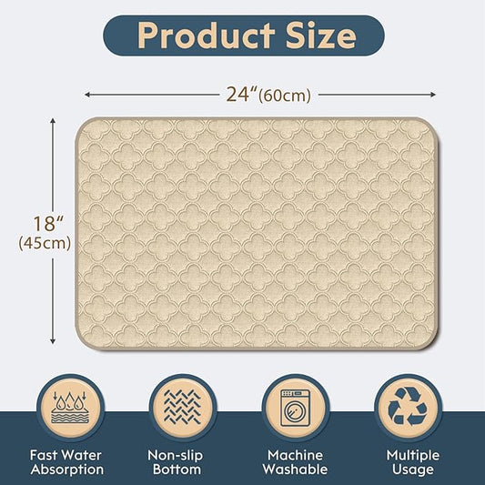 FunFurry Washable Pee Pads for Dogs - 4 Pack Reusable Pee Pads,Waterproof Puppy Pads,Pet Training Pads,Super Absorbent with Dog Paw Shape Non-Slip Backing (Cream, 18" X 24" - 4 Pack)