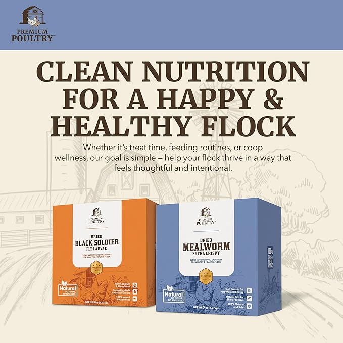 Dried Mealworms for Chickens – High Protein Chicken Treats for Egg Production & Flock Health – Bulk Mealworms for Ducks, Wild Birds, Reptiles & Backyard Poultry Feed, 15 lb