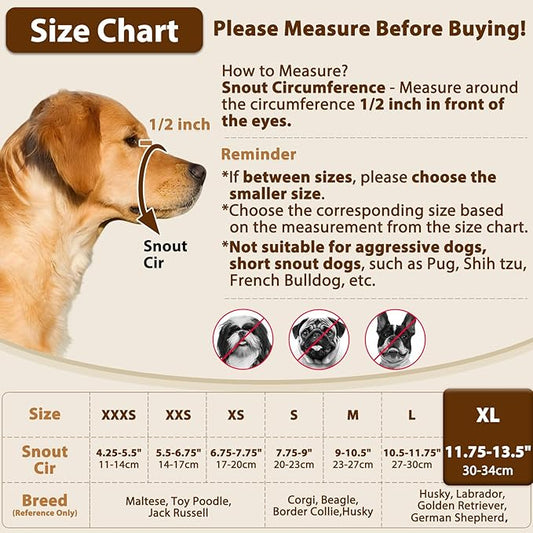 Crazy Felix Nylon Dog Muzzle for Small Medium Large Dogs Poodle Labrador Golden Retriever Doberman, Air Mesh Breathable and Drinkable Pet Mouth Guard for Anti-Biting Chewing Scavenging(XL, Grey)