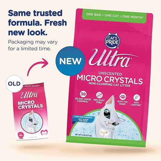 ULTRA MICRO CRYSTALS UNSCENTED PREMIUM NON-CLUMPING CAT LITTER, 5-LB BAG