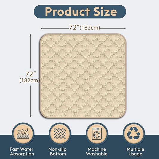FunFurry Washable Pee Pads for Dogs - 1 Pack Reusable Pee Pads,Waterproof Puppy Pads,Pet Training Pads,Super Absorbent with Dog Paw Shape Non-Slip Backing (Cream, 72" X 72" - 1 Pack)