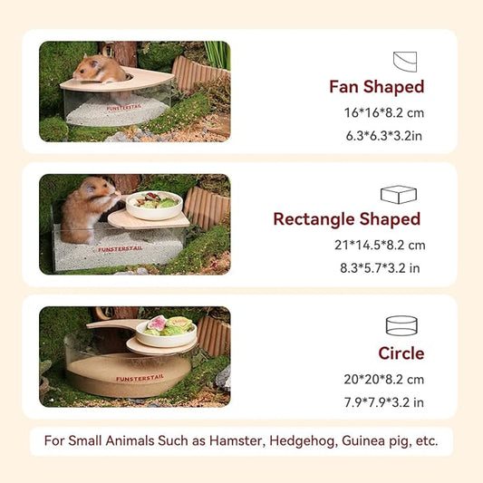 Hamster Sand Bath Container for Small Pets (Fan-Shaped)
