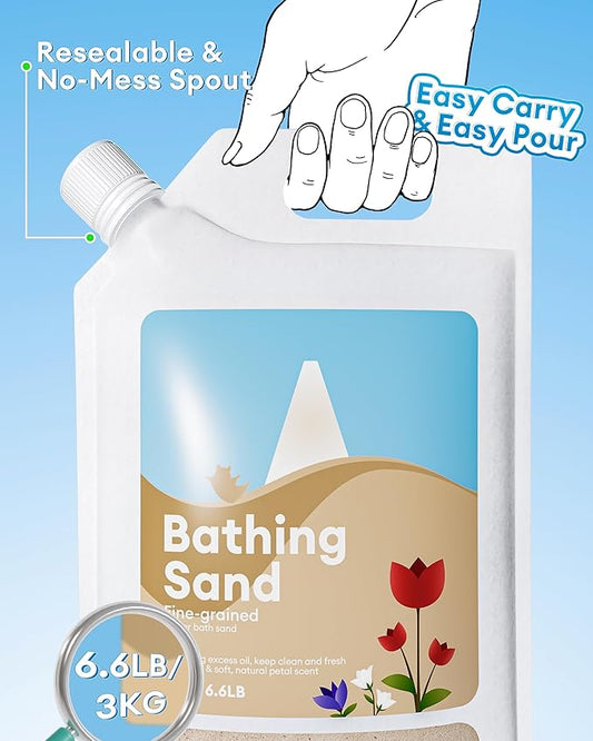 BUCATSTATE Hamster Sand, No-Dust 6.6LB Chinchilla Dust Bath with Pour Spout, 100% Natural Desert Bathing Sand for Syrian Hamster Gerbil Rat Mice Small Animals (Flower Smell)
