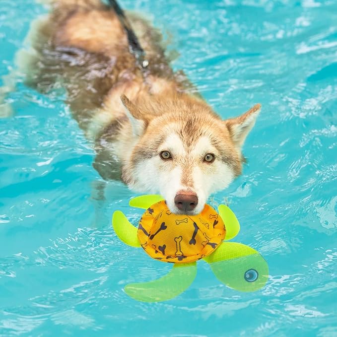 PUPTECK Floating Pool Toys for Dogs - 2 Pack Squeaky Pet Water Toys for Fetch & Training, Interactive Summer Outdoor for Large Small Medium Dogs, Turtle & Lobster